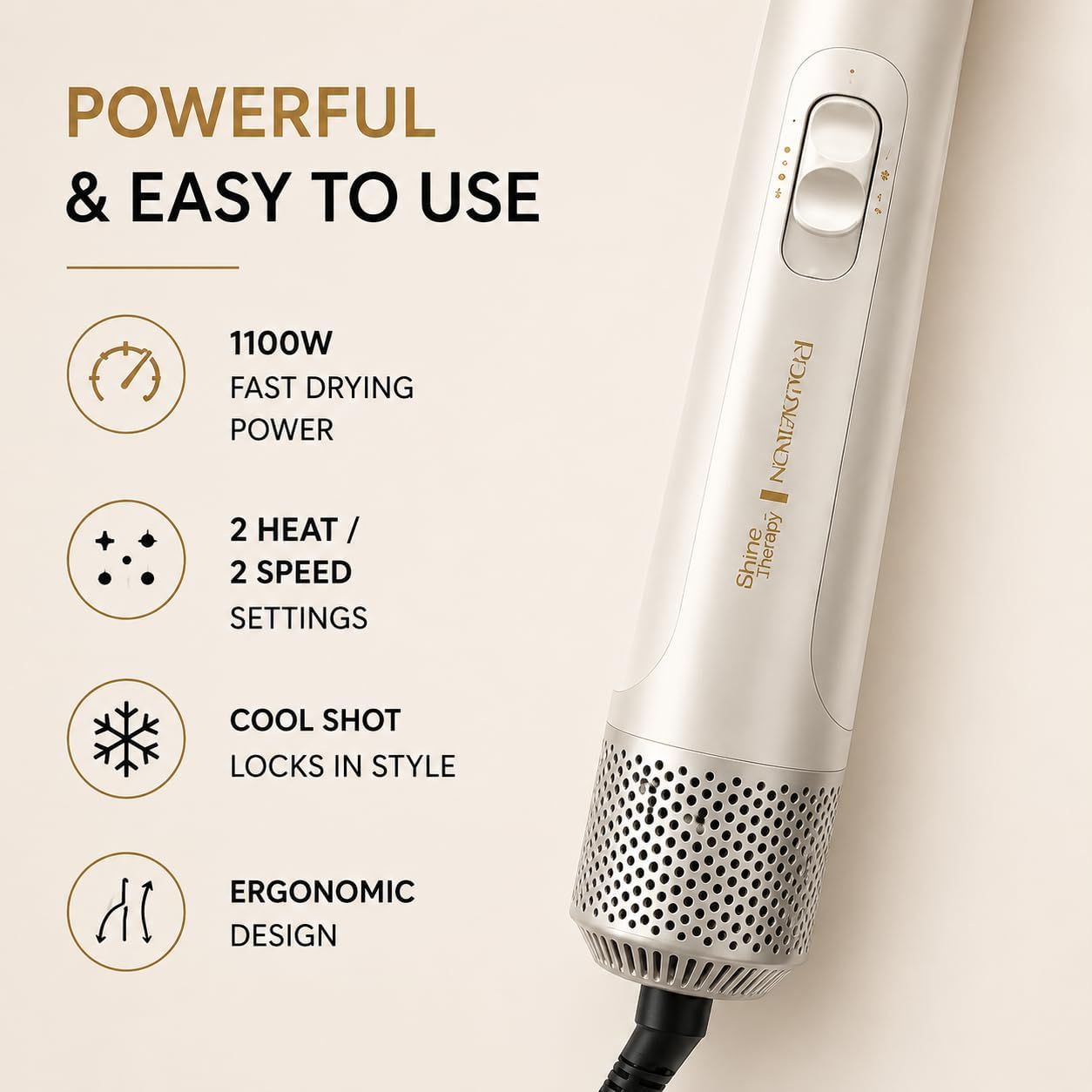 Shine Therapy 2.4 Hair Dryer Brush. Champagne - Image 7